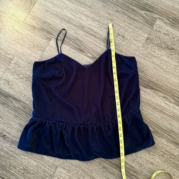 J. Crew Navy Velour Spaghetti Strap Peplum Top - Picture 4 of 6